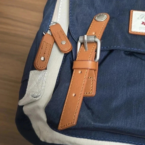 Himawari | Backpack | Navy and Beige | Brushed Silver Accents | Gently worn - Picture 11 of 12